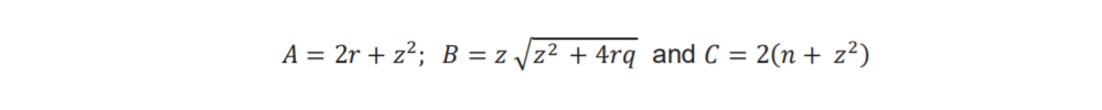 Equation for calculation of A, B and C values for confidence intervals
