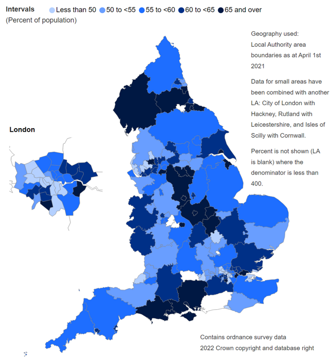 Map showing LARC uptake by Local Authority (LA)