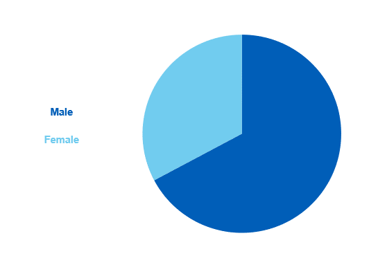 Pie chart showing the proportion of alcohol-specific deaths by sex