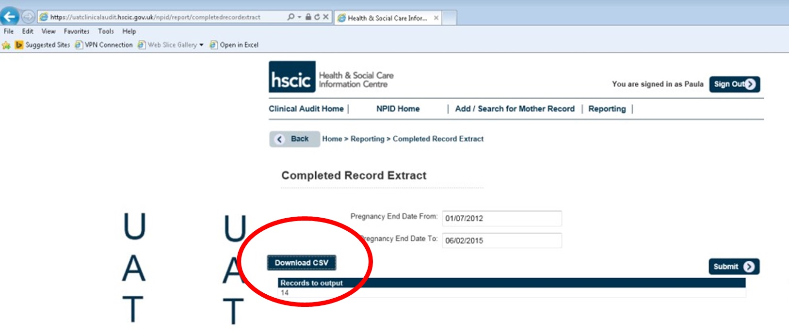 completed record extract