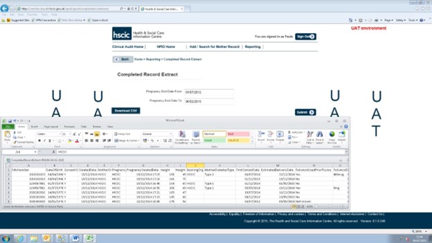 completed record extract screen