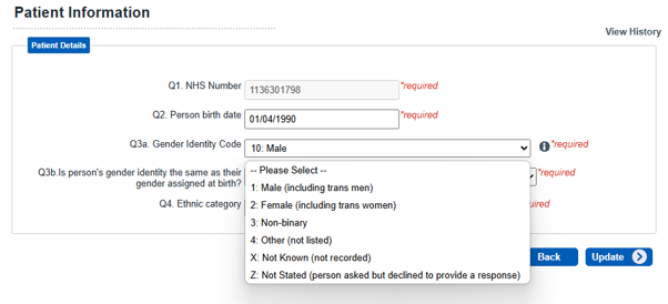 Drop-down options