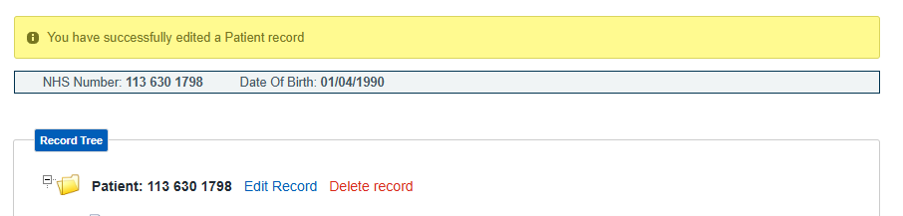 Updated successfully message