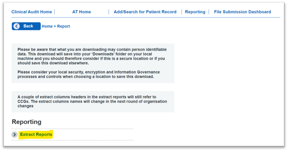 Extract reports option