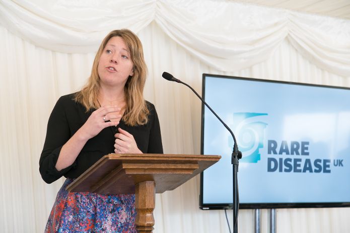 Image of Sarah Stevens presenting at the Rare Diseases UK event.