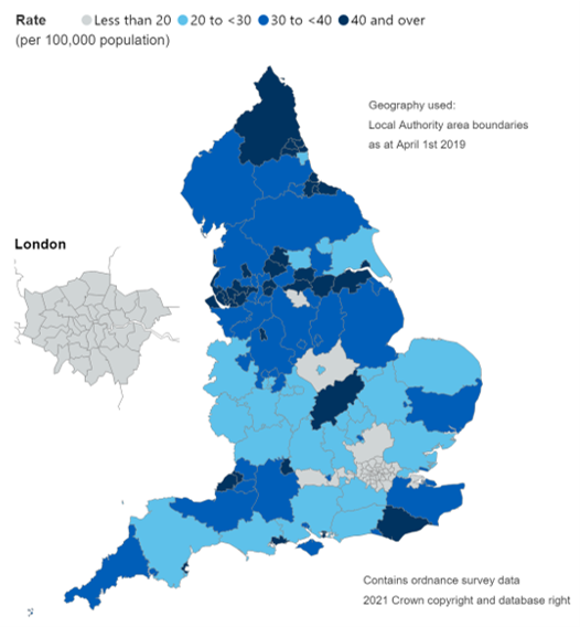 Poisoning by drug misuse rates