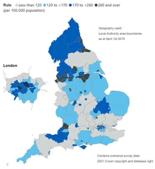 Admission rates by Local Authority (per 100,000 population)