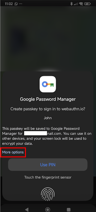 AAL3 passkey Android registration step 1