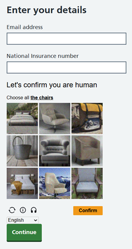 Self service add authenticator enter your details and CAPTCHA