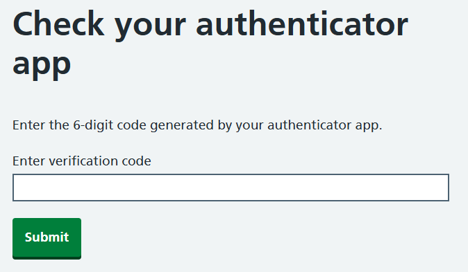Self service add authenticator register authenticator app check app enter code