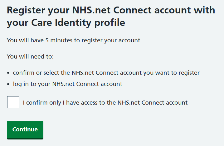 Self service add authenticator register NHS dot net Connect