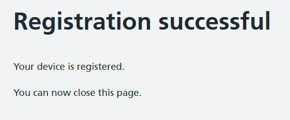 Self service add authenticator registration successful