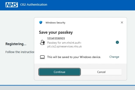 CIS self service profile save your passkey