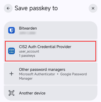 CIM register CIS2 Auth passkey Android app create passkey save passkey to CIS2 highlighted