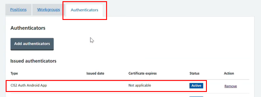 CIM register CIS2 Auth passkey Android passkey shown in authenticators tab