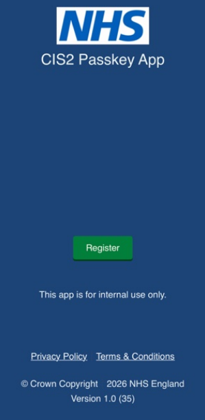CIM register CIS2 Auth passkey iOS app home screen no passkey shown