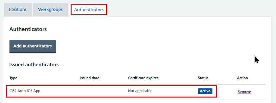 CIM register CIS2 Auth passkey iOS passkey shown in authenticators tab