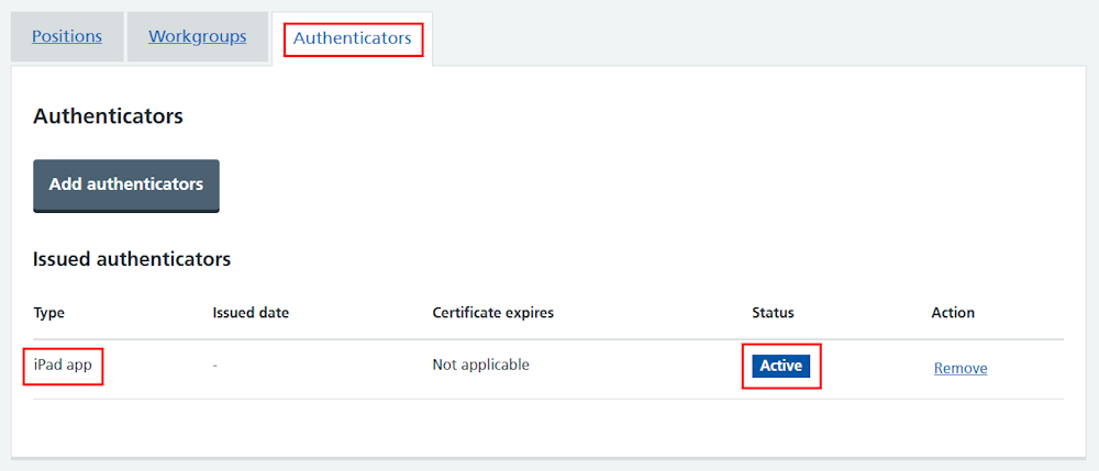 CIM self register authenticator iPad app listed in profile v2