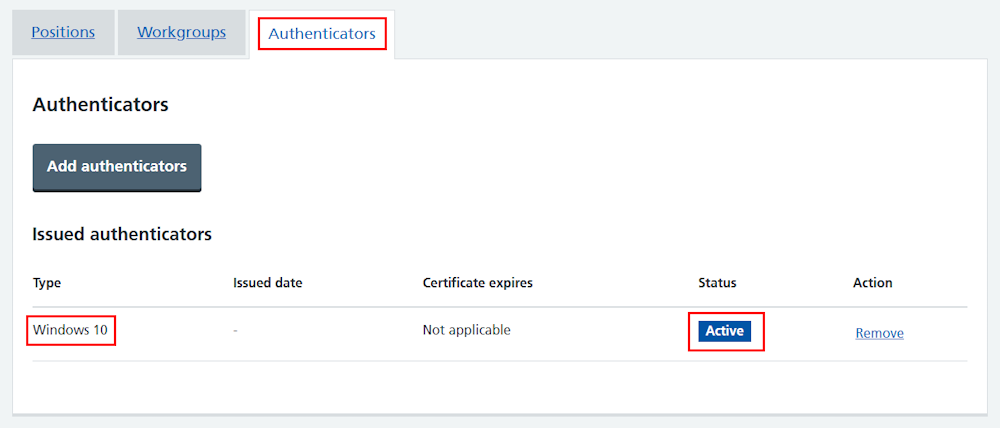 CIM self register authenticator Windows Hello listed in profile v2