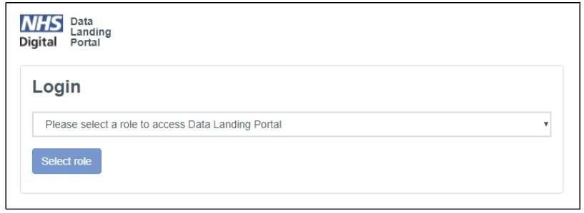 Data Landing Portal login screen
