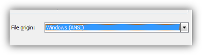 Screenshot showing File origin drop down.
