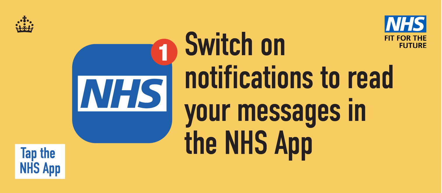 Notifications and messaging in the NHS App promotional toolkit banner decorative image only