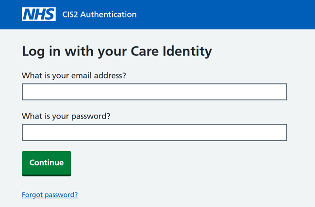 Login with your Care Identity