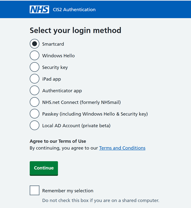 Select your login method