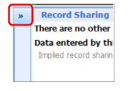 record sharing double arrow pane highlighted